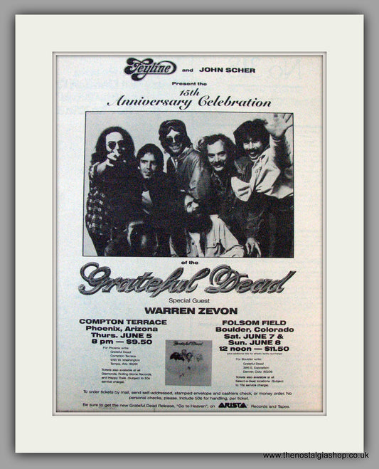 Grateful Dead 15th Anniversary Gigs USA. Vintage Advert 1980 (ref AD9793)