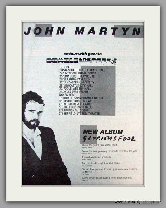 John Martyn. UK Tour. Scorpions Fool. Vintage Advert 1981 (ref AD9841)