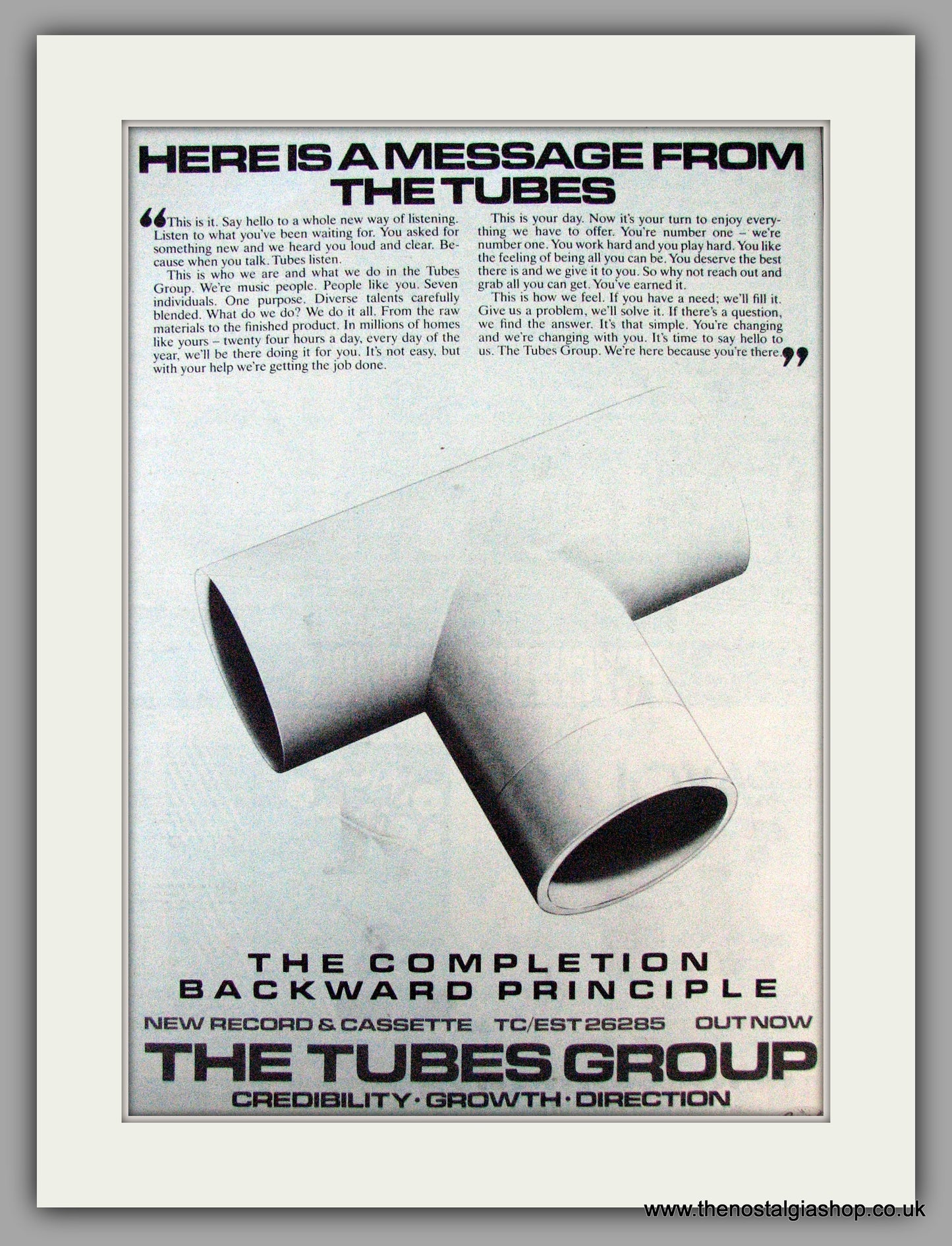 The Tubes. The Completion Backward Principle. Vintage Advert 1981 (ref AD9852)