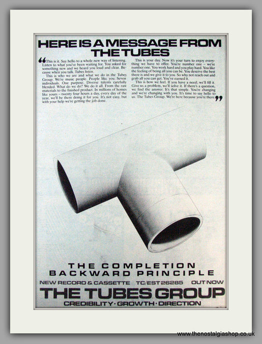 The Tubes. The Completion Backward Principle. Vintage Advert 1981 (ref AD9852)