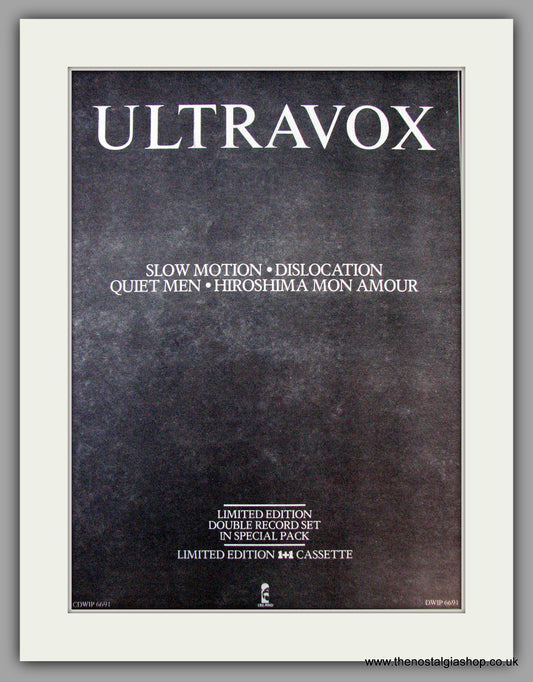 Ultravox. Slow Motion. Vintage Advert 1981 (ref AD9861)