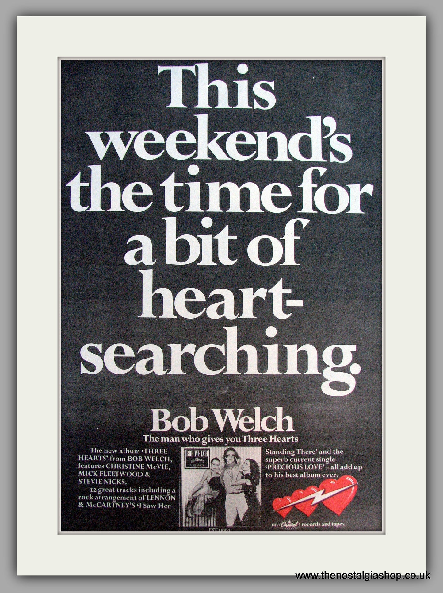 Bob Welsh. Three Hearts. Vintage Advert 1979 (ref AD9887)