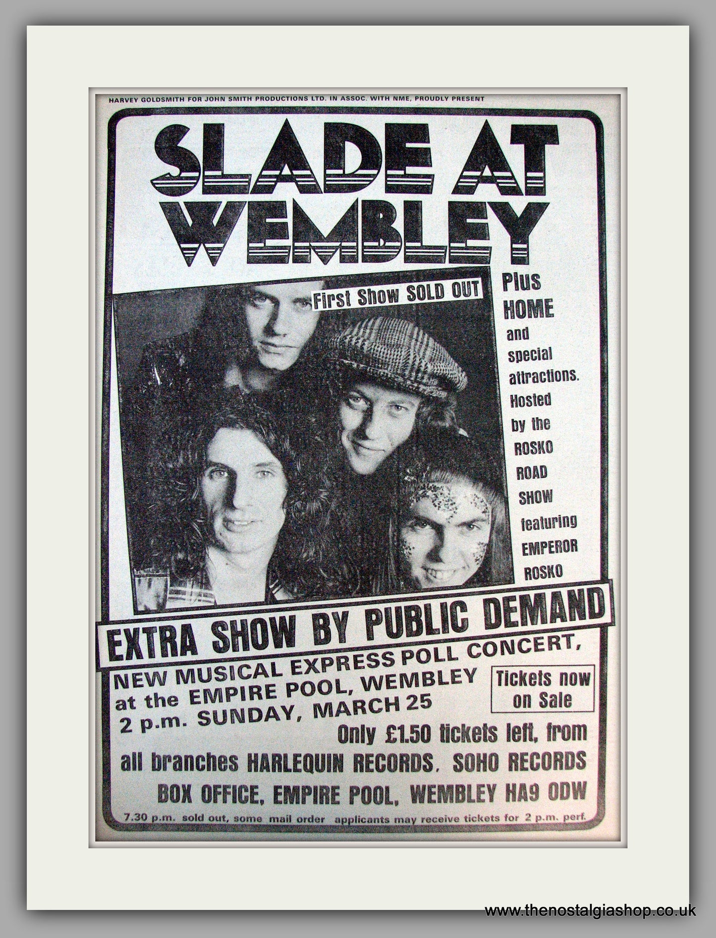 Slade at Wembley. Extra Show. Vintage Advert 1973 (ref AD9897)