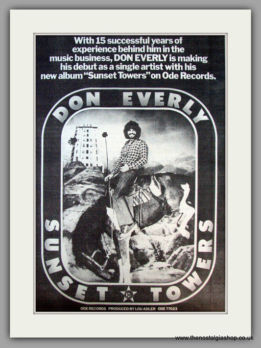 Don Everly. Sunset Towers. Vintage Advert 1974 (ref AD9922)