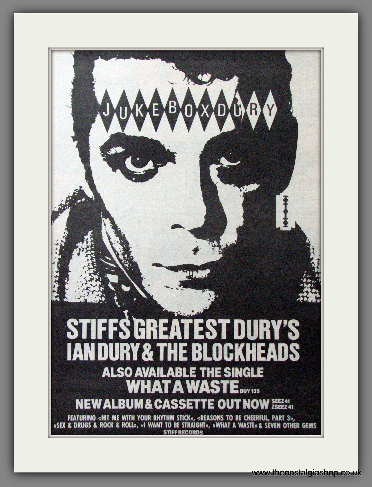 Ian Dury. Duke Box Dury. Original Advert 1981 (ref AD12106)