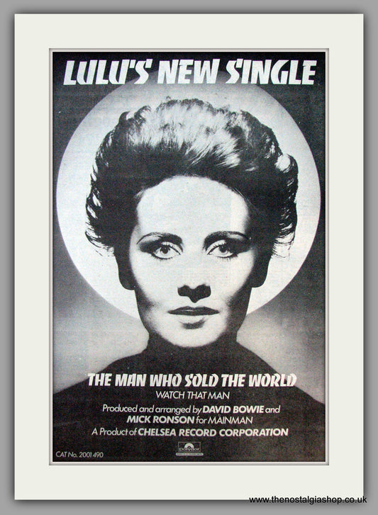 Lulu. The Man Who Sold The World. Vintage Advert 1974 (ref AD9923)