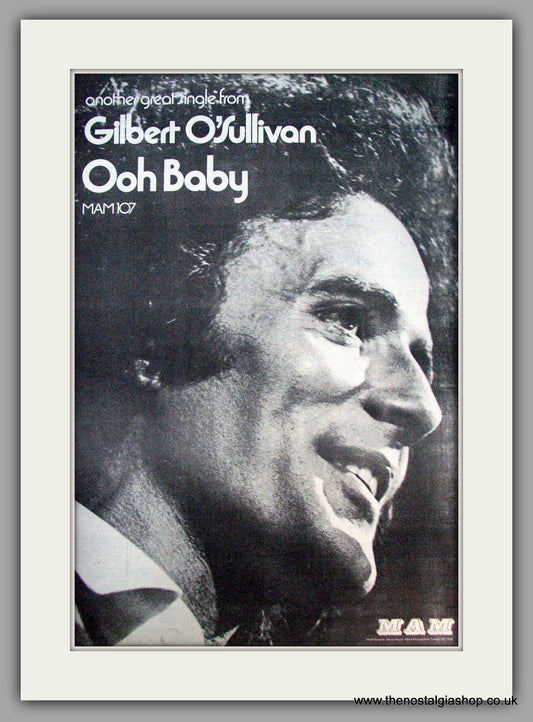 Gilbert O'Sullivan. Ooh Baby. Vintage Advert 1973 (ref AD9926)