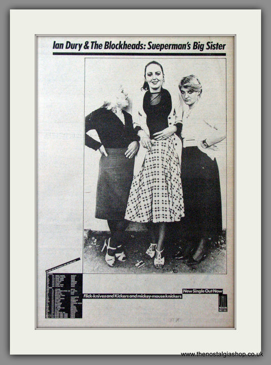 Ian Dury. Sueperman's Big Sister. UK Tour Dates. Original Advert 1980 (ref AD12122)