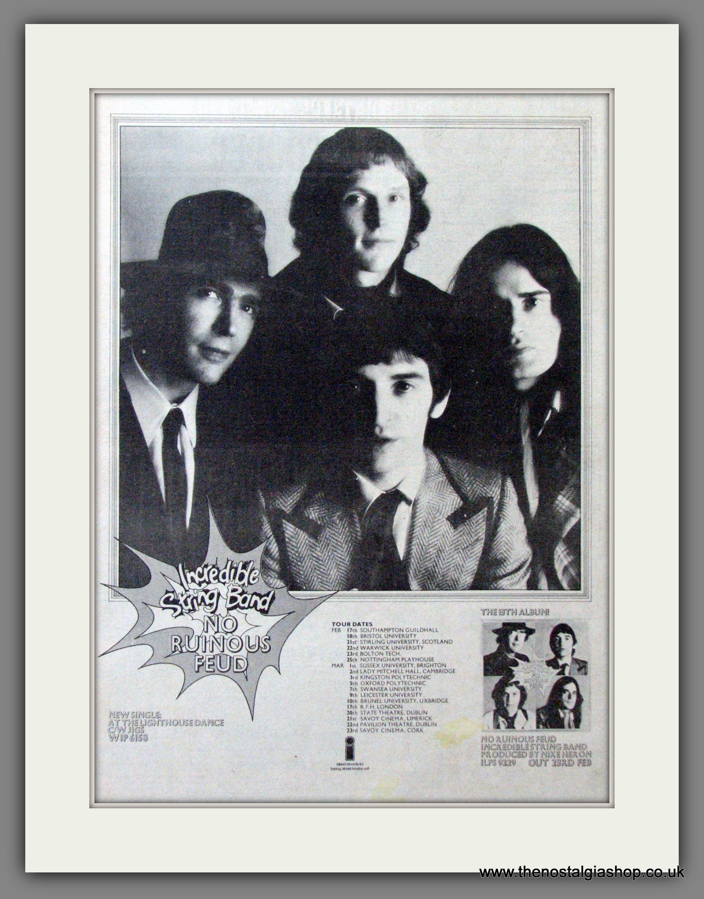 Incredible String Band. No Ruinous Feud. Original Advert 1973 (ref AD12125)