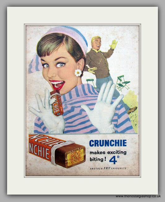 Crunchie Chocolate Bar. Original Advert 1957 (ref AD9822)