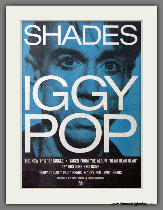 Iggy Pop. Shades. Original Advert 1987 (ref AD12145)