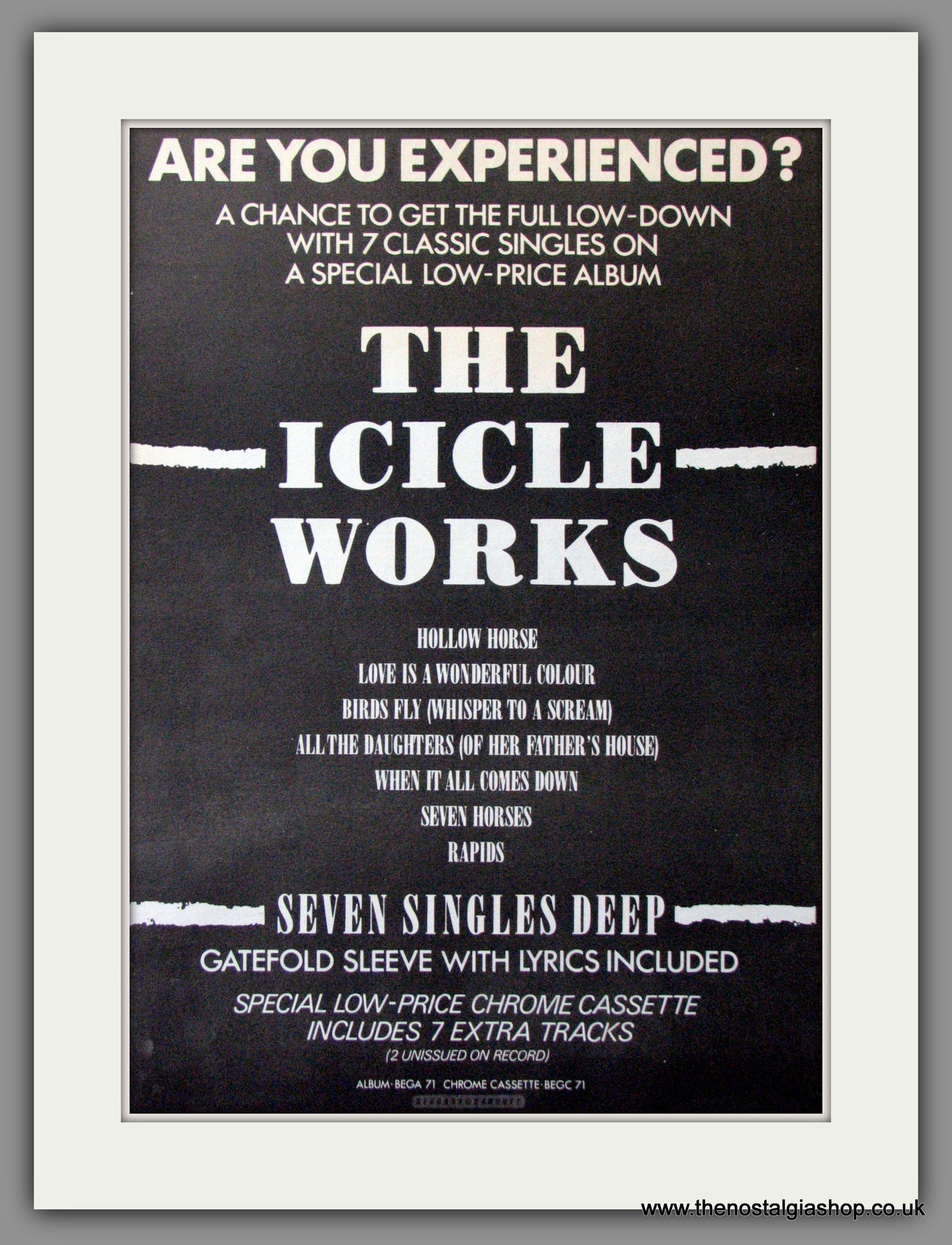 Icicle Works. Seven Singles Deep. Original Advert 1986 (ref AD12151)