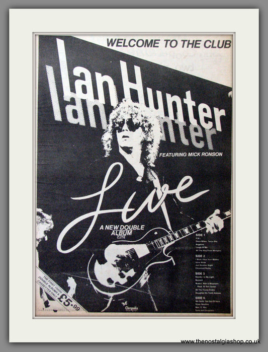 Ian Hunter, Mick Ronson. Welcome To The Club. Original Advert 1980 (ref AD12156)