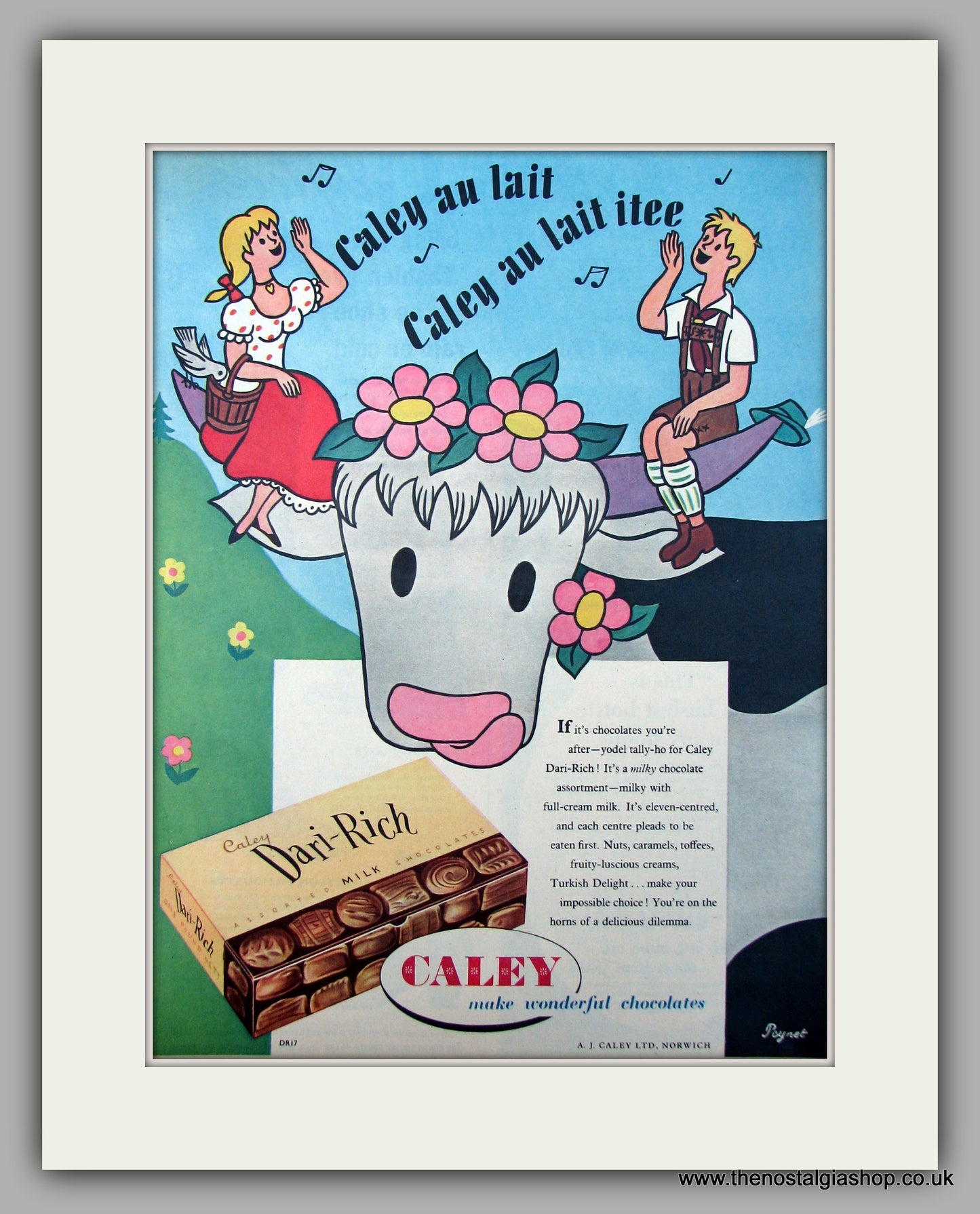 Caley Dari-Rich Chocolates. Original Advert 1955 (ref AD9876)