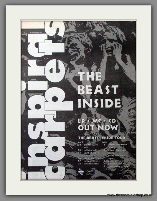 Inspiral Carpets. The Beast Inside. UK Tour. Original Advert 1991 (ref AD56085)