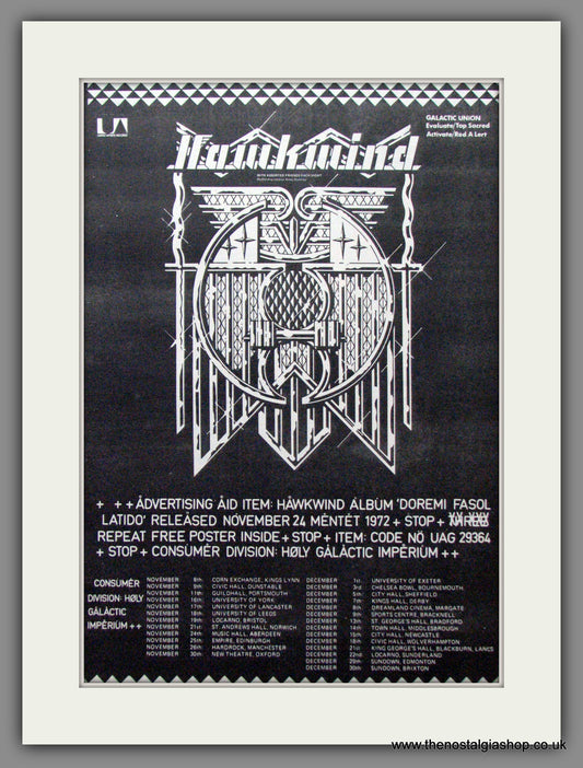 Hawkwind. UK Tour '72. Original Advert 1972 (ref AD12173)