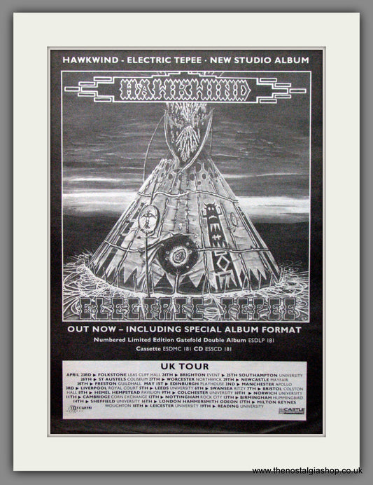 Hawkwind. Electric Tepee. UK Tour Dates. Original Advert 1992 (ref AD12178)