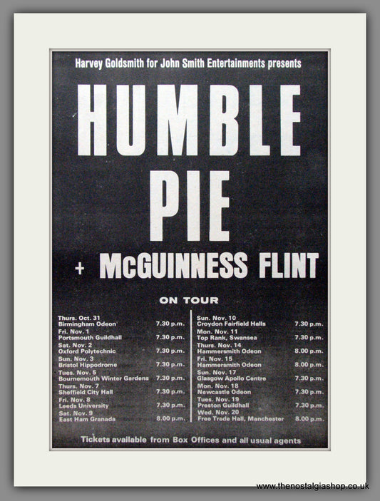 Humble Pie Uk Tour Dates. Original Advert 1974 (ref AD12189)