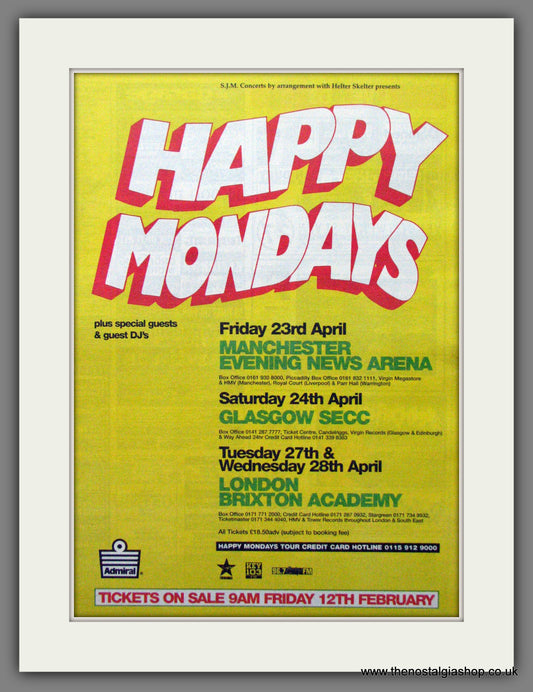 Happy Mondays. UK Concerts. Original Advert 1999 (ref AD12199)