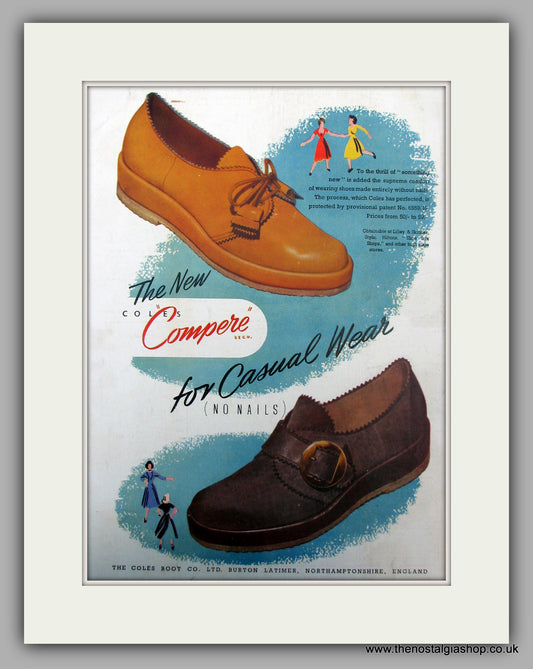 Coles Compere Casual Shoes.  Original advert 1949 (ref AD10087)