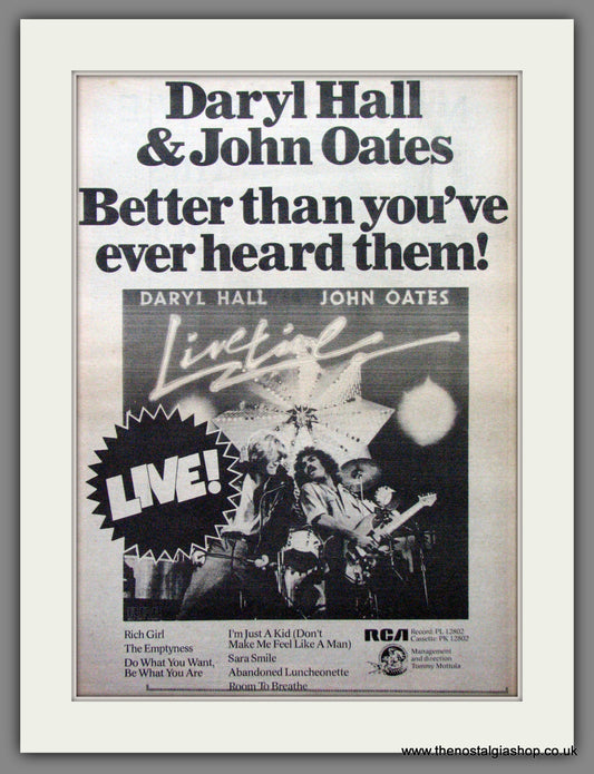 Hall and Oates. Live. Original Advert 1978 (ref AD12209)