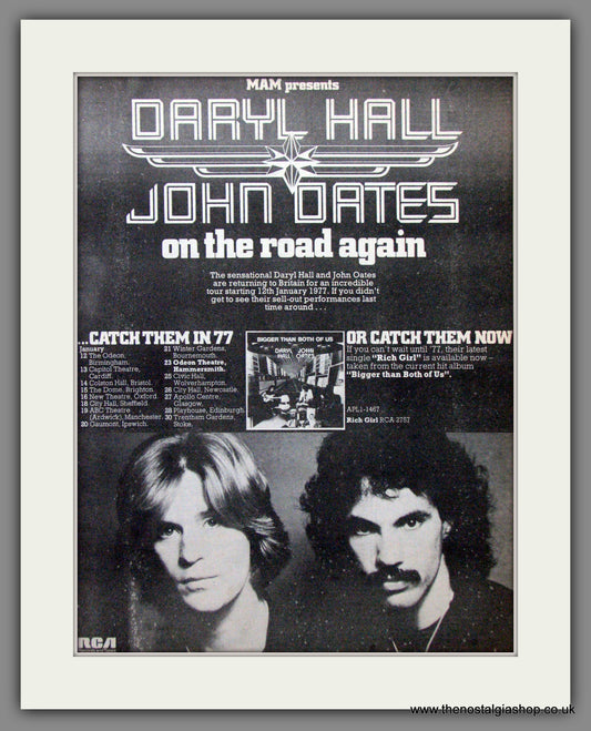 Hall and Oates. On The Road Again. Original Advert 1976 (ref AD12210)