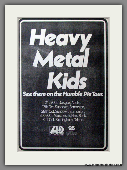 Heavy Metal Kids. On Tour with Humble Pie. Original Advert 1973 (ref AD12215)