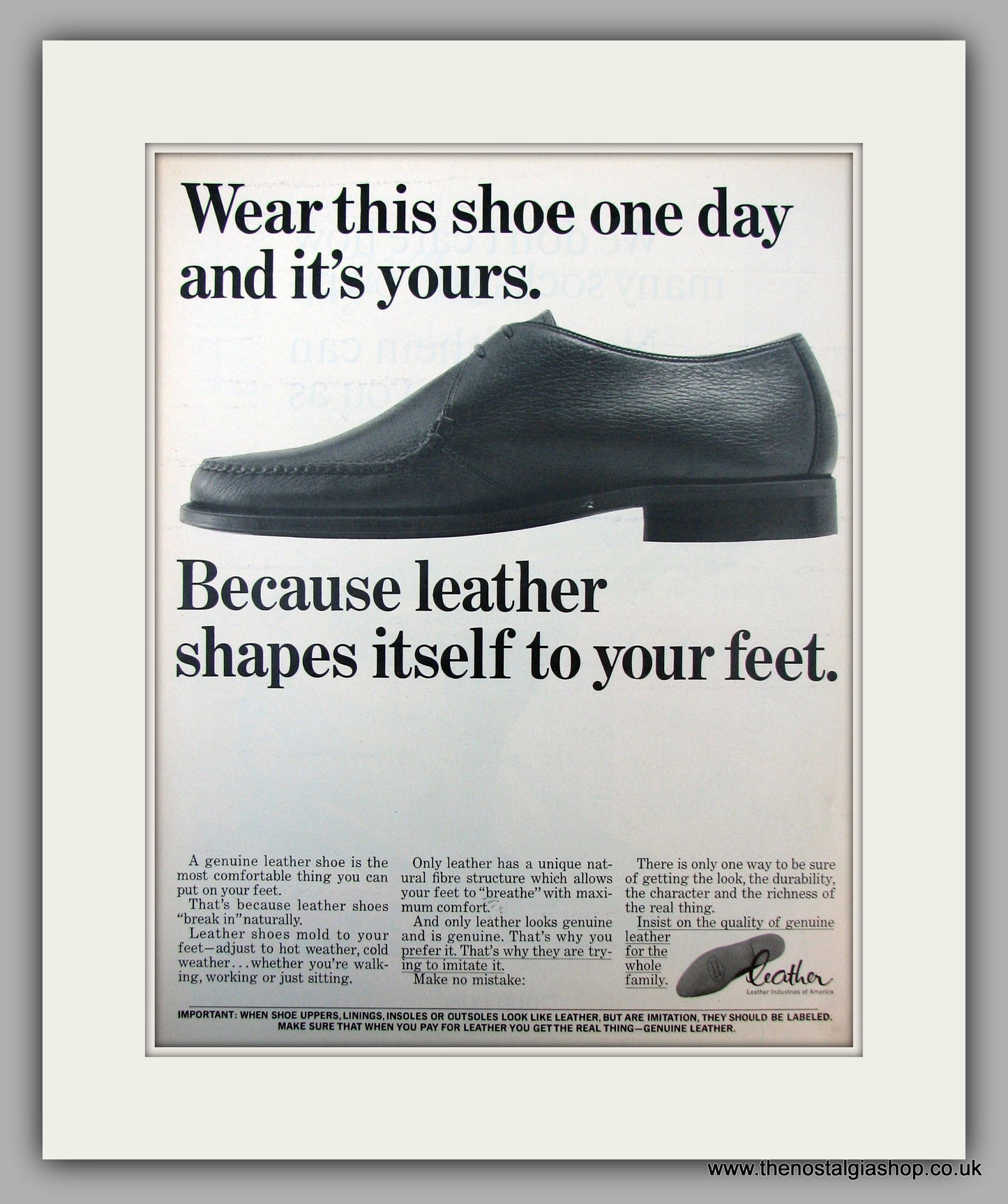 Leather Shoes.  Original Vintage advert 1963 (ref AD10100)