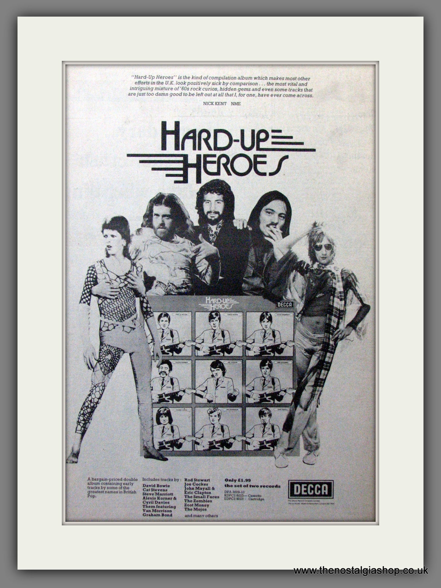 Hard Up Heroes. Bowie, Cocker, Stewart. Original Advert 1974 (ref AD12222)