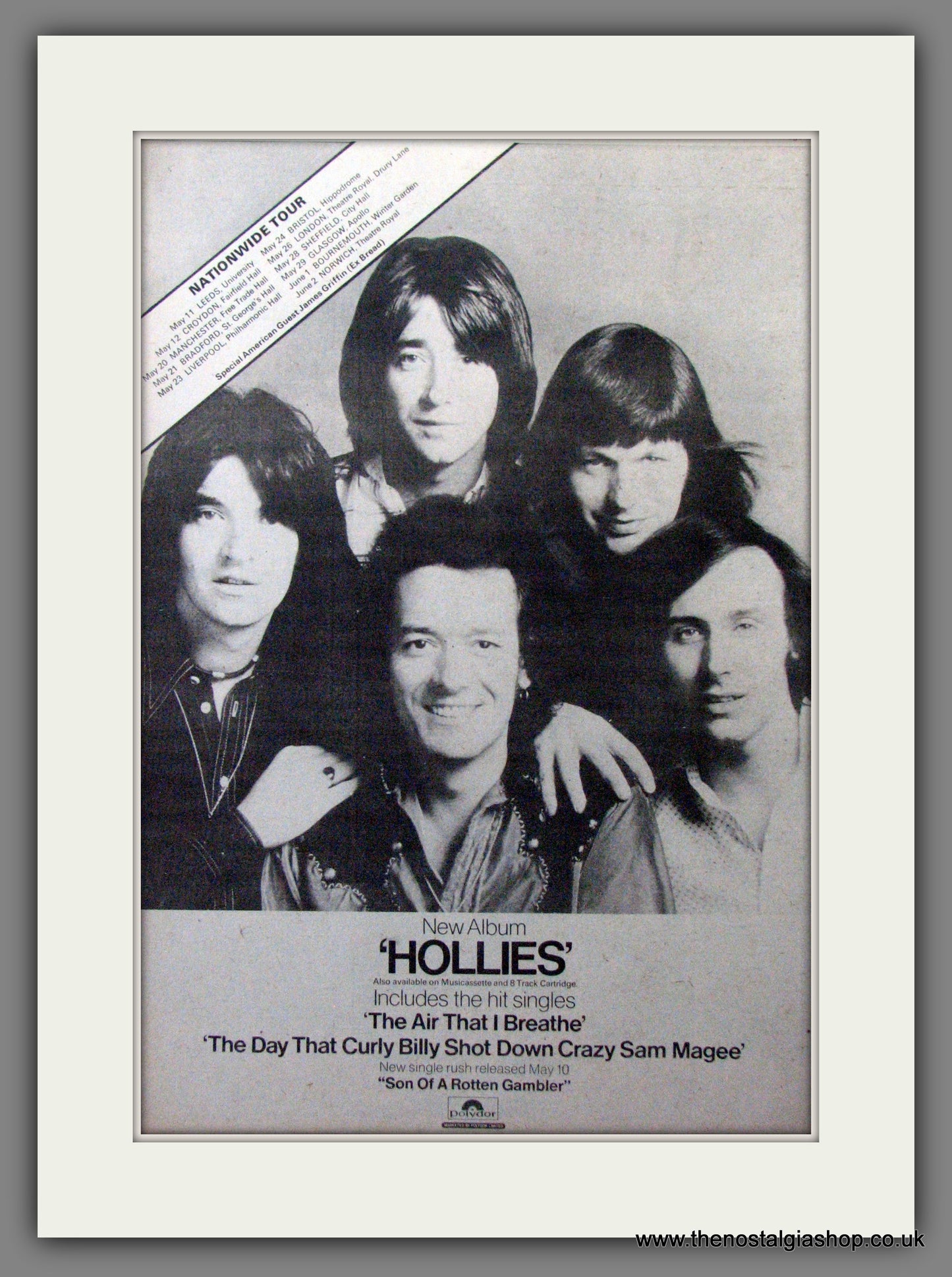 Hollies. UK Tour Dates. Original Advert 1974 (ref AD12223)