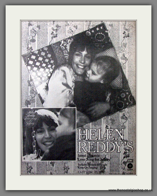 Helen Reddy. Love Song For Jeffrey. Original Advert 1974 (ref AD12227)