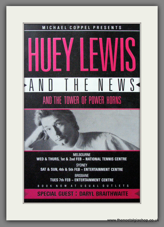 Huey Lewis And The News. Australian Tour Dates. Original Advert 1989 (ref AD12232)