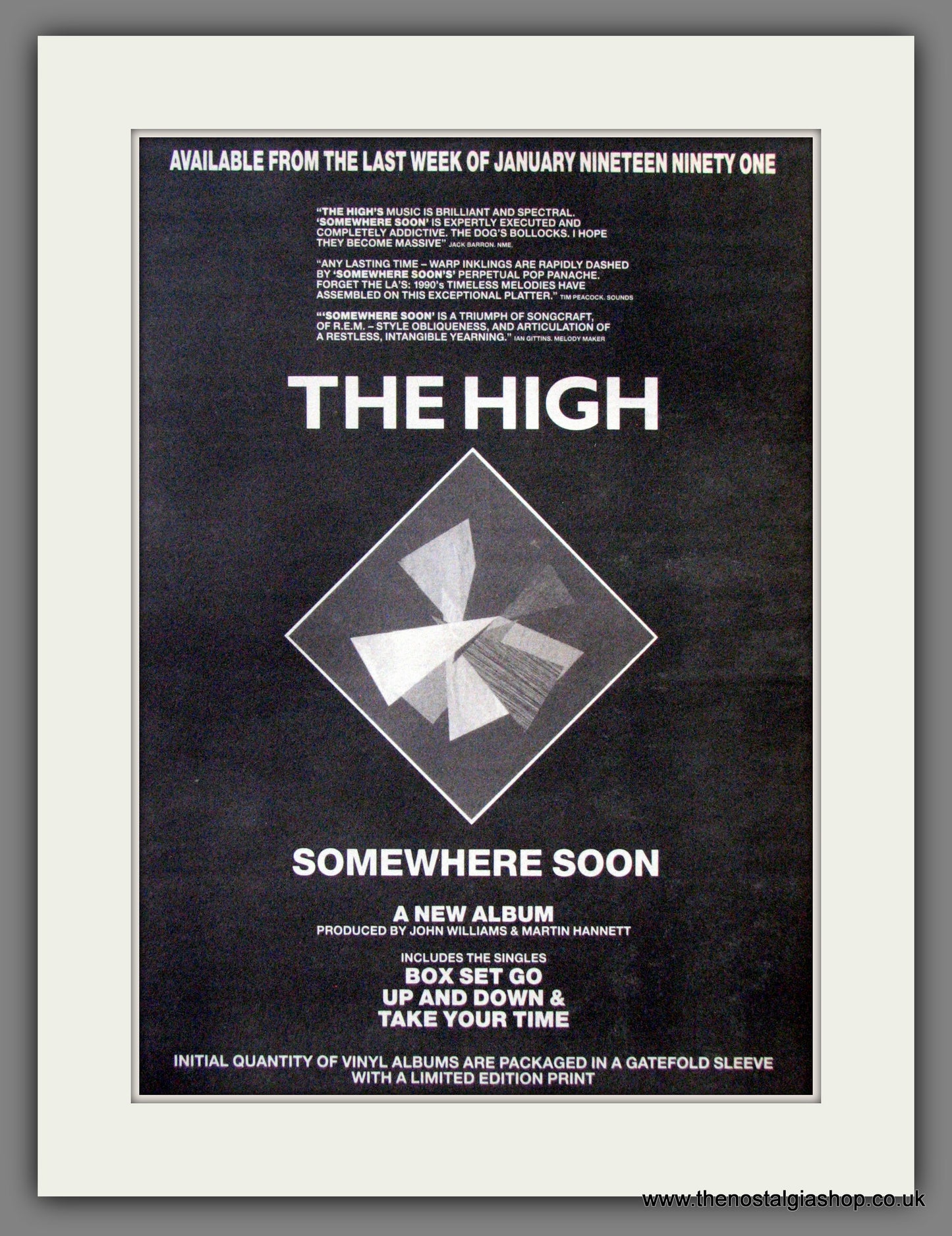 High (The) Somewhere Soon. Original Advert 1991 (ref AD12247)