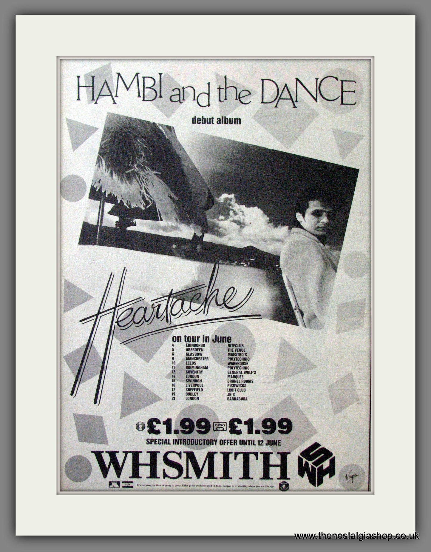 Hambi And The Dance. Heartache. UK Tour. Original Advert 1982 (ref AD12254)