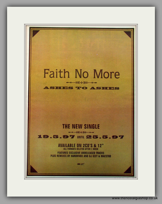 Faith No More Ashes To Ashes. Original Vintage Advert 1997 (ref AD10118)