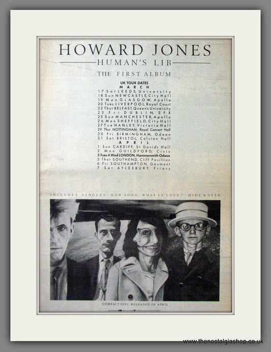 Howard Jones. Human's Lib. UK Tour. Original Advert 1984 (ref AD12257)