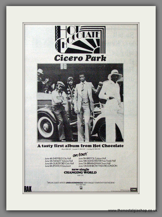 Hot Chocolate Debut Album. Cicero Park. UK Tour. Original Advert 1974 (ref AD12262)