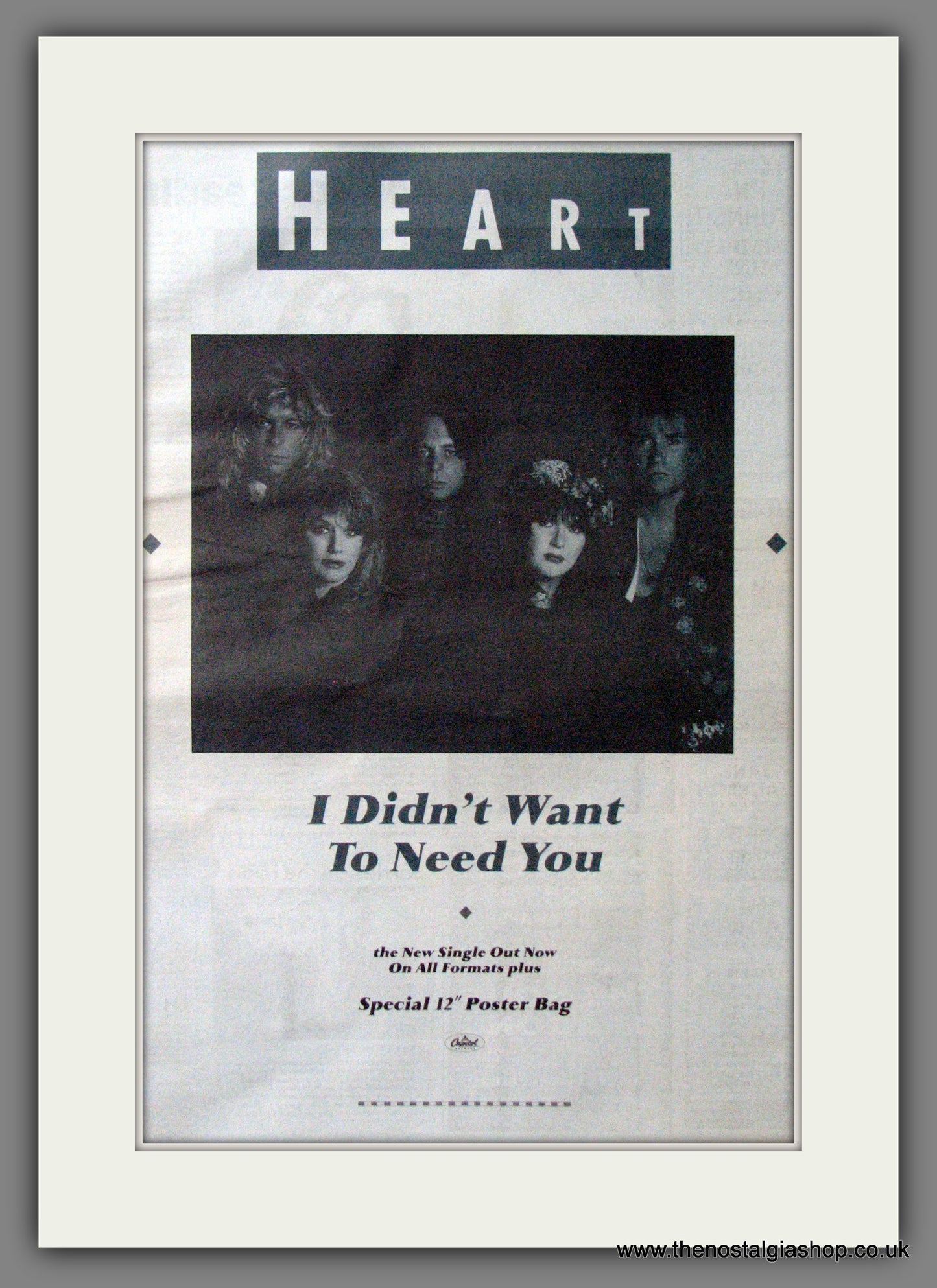 Heart. I Didn't Want To Need You. Original Advert 1990 (ref AD12277)