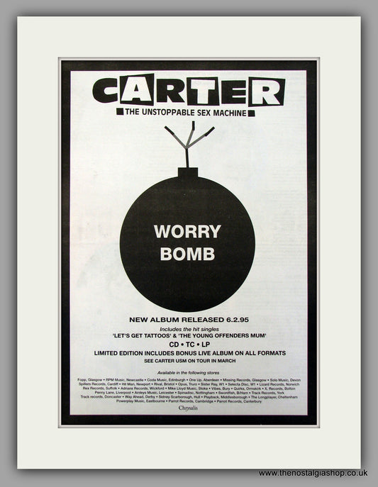 Carter Worry Bomb.  Original Vintage Advert 1995 (ref AD10154)