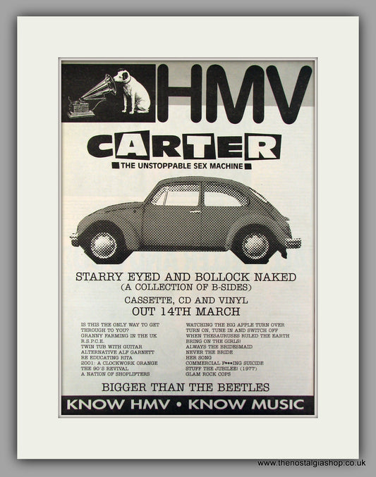 Carter Starry Eyed And Bollock Naked-HMV.  Original Vintage Advert 1994 (ref AD10156)