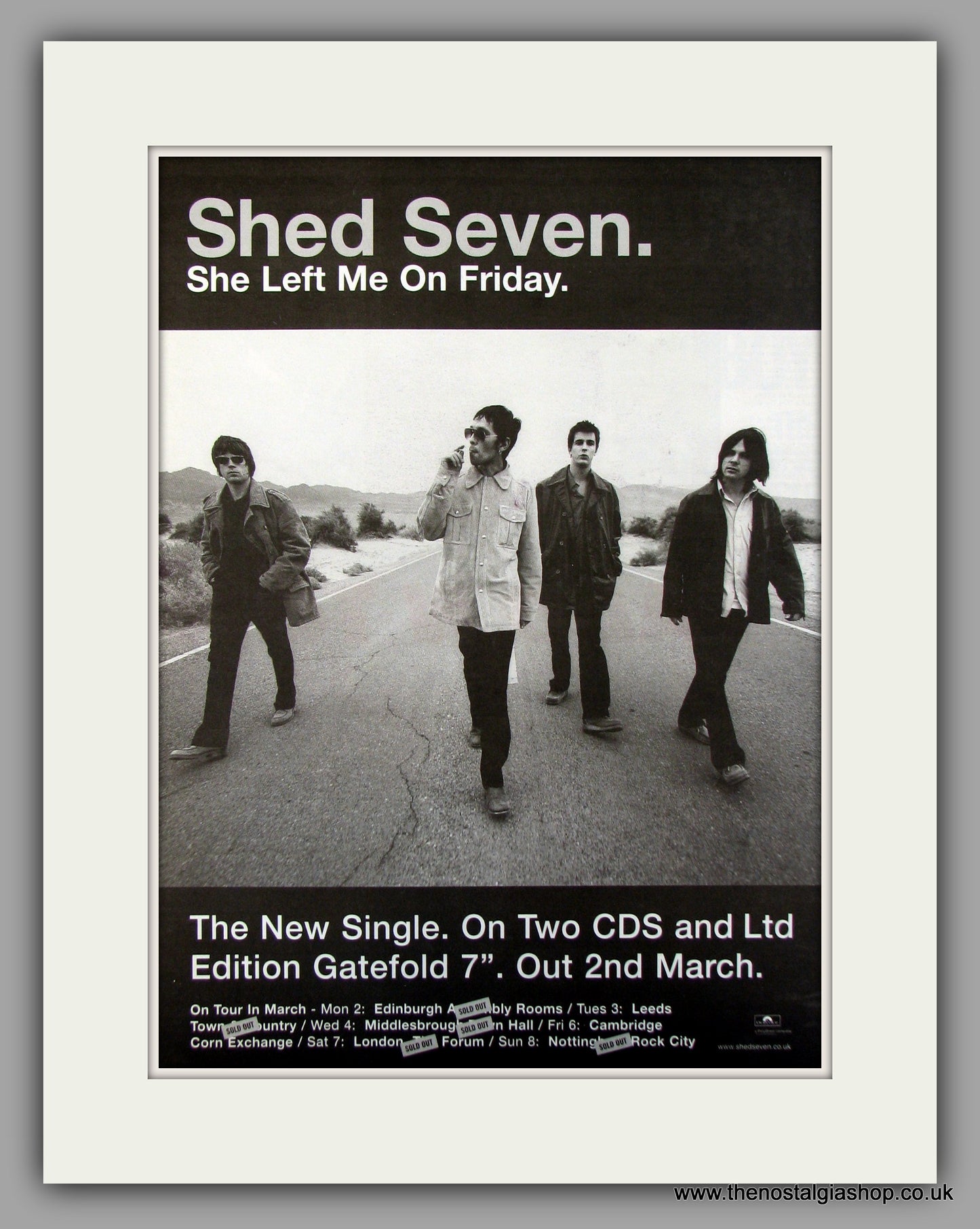 Shed Seven She Left Me On Friday.  Original Vintage Advert 1998 (ref AD10158)