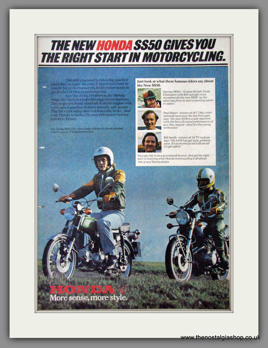 Honda SS 50 Motorcycle. Original Advert 1976 (ref AD12342)