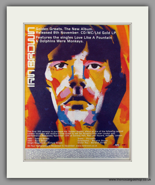 Ian Brown (Stone Roses) Golden Greats.  Original Vintage Advert 1999 (ref AD10166)