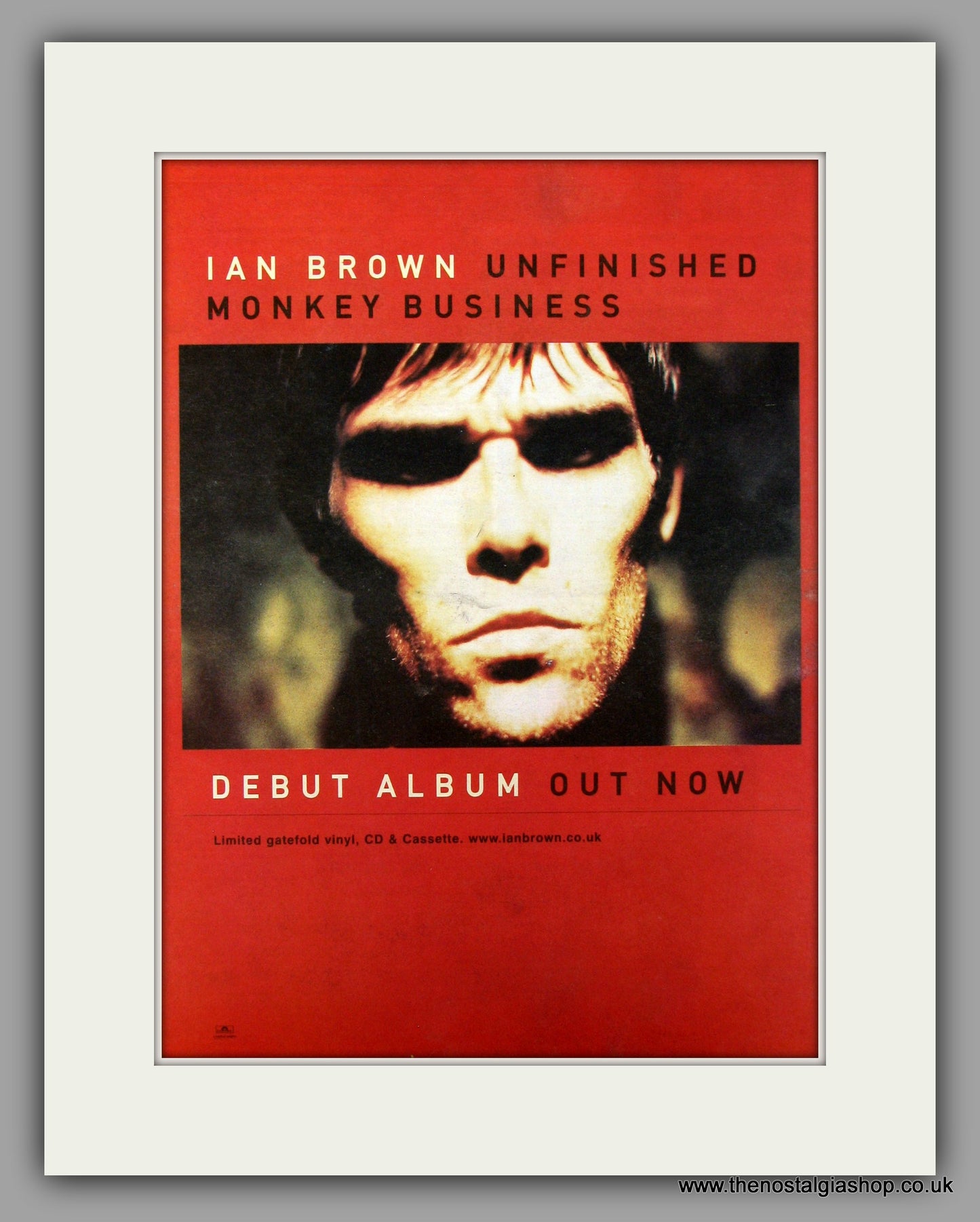 Ian Brown (Stone Roses) Unfinished Monkey Business.  Original Vintage Advert 1998 (ref AD10167)