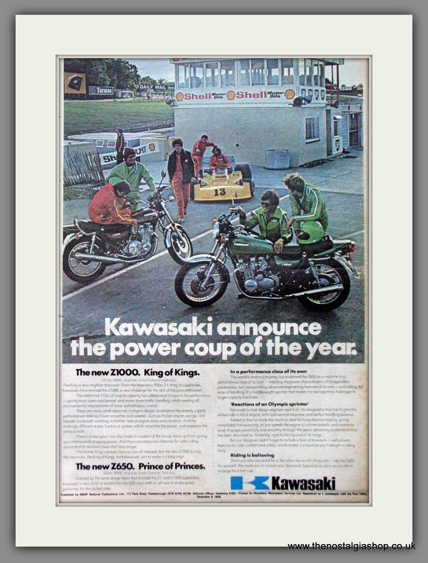 Kawasaki Z1000 and Z650 Motorcycles. Original Advert 1976 (ref AD12365)