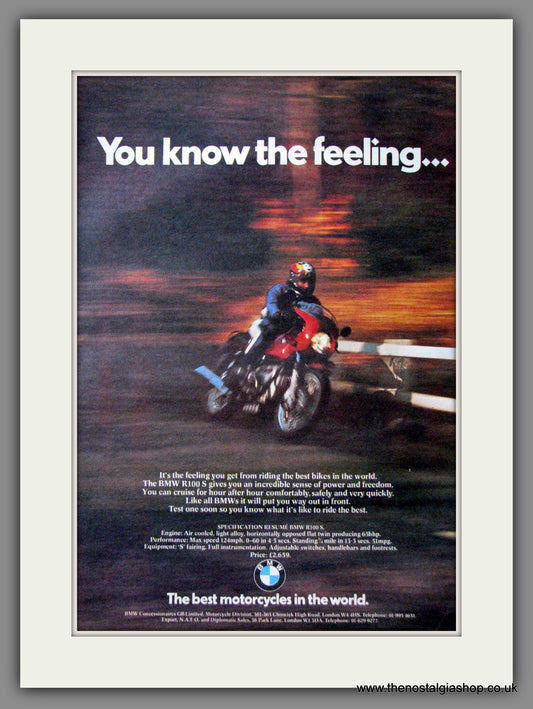 BMW R 100 S Motorcycle. Original Advert 1977 (ref AD12377)