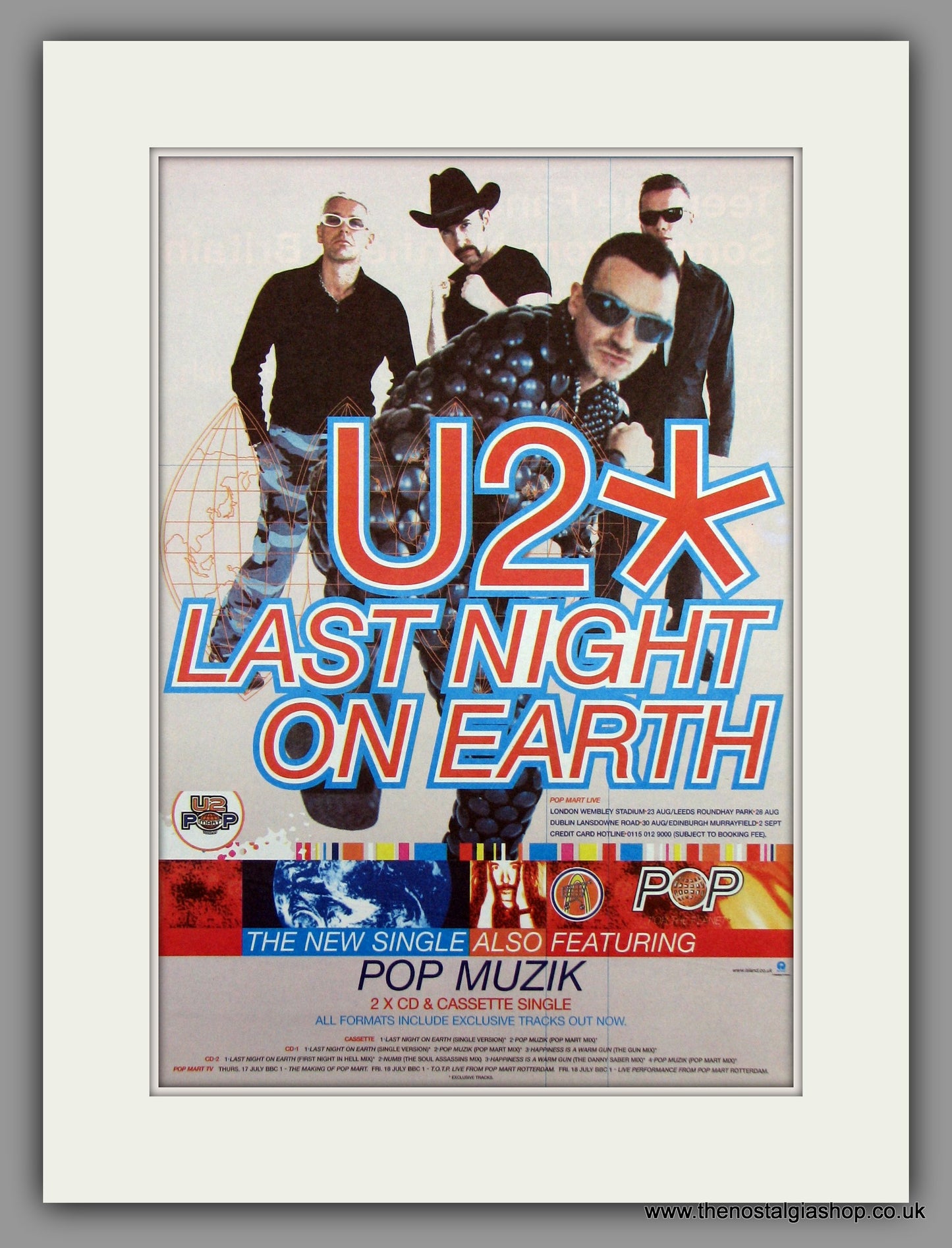 U2 Last Night On Earth.  Original Vintage Advert 1997 (ref AD10204)