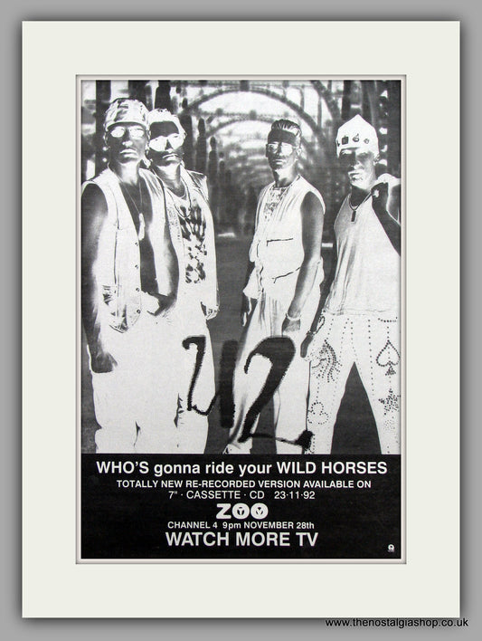 U2 Who's Gonna Ride Your Wild Horses .  Original Vintage Advert 1992 (ref AD10206)