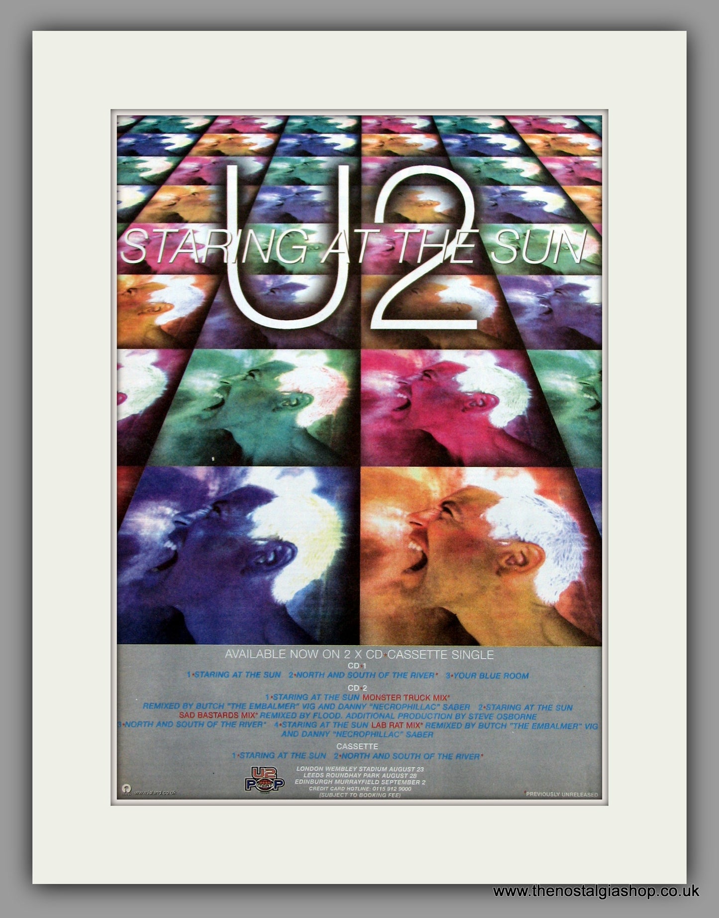 U2 Staring At The Sun.  Original Vintage Advert 1997 (ref AD10209)