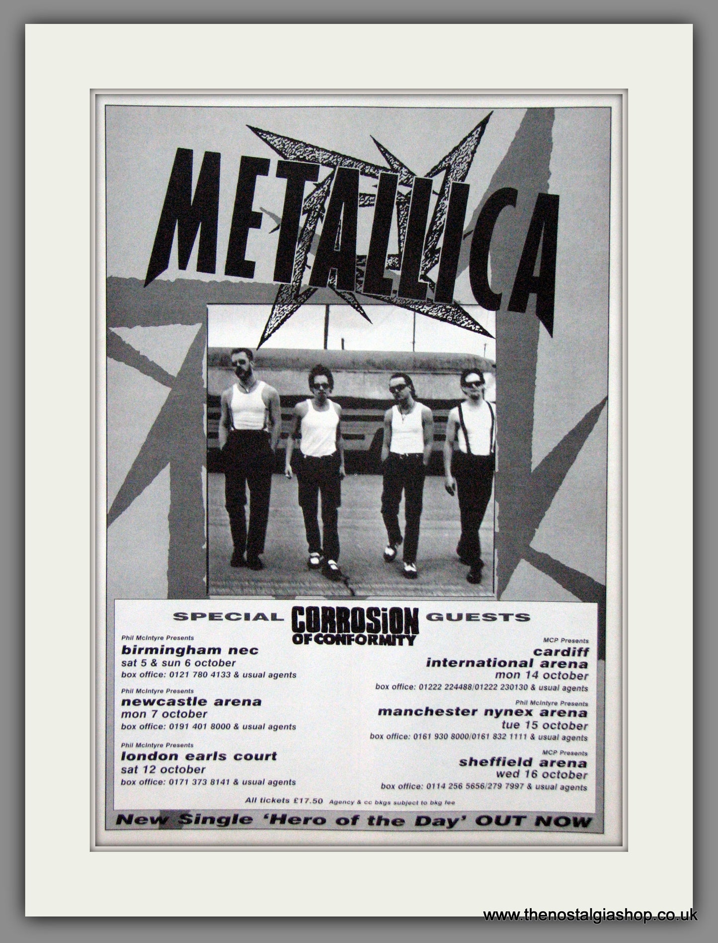 Metallica. UK Tour with Corrosion Of Conformity. 1996 Original Advert (ref AD54999)